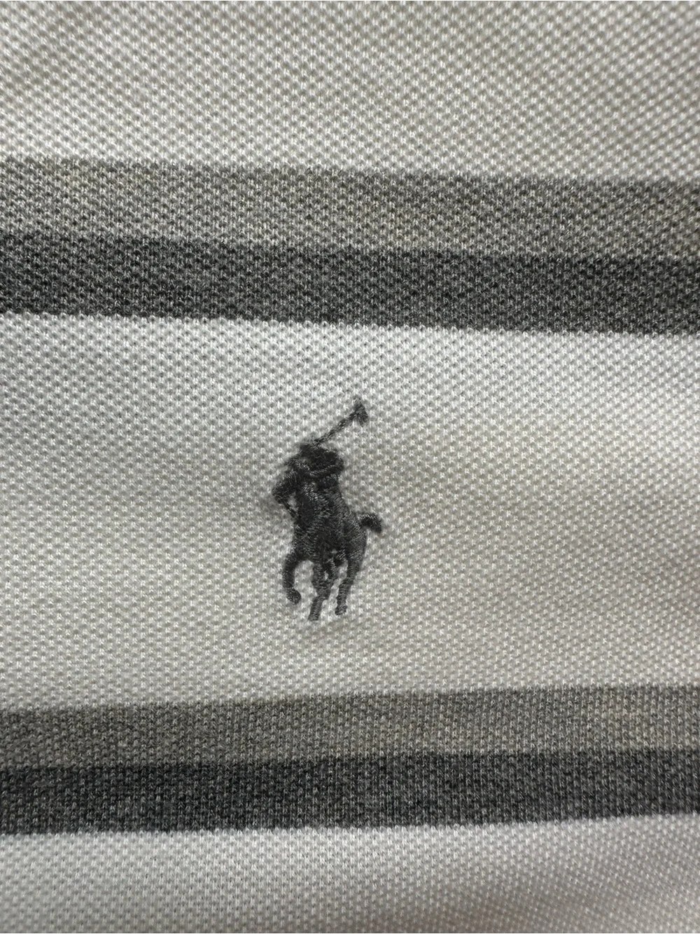 Polo by Ralph Lauren Cream and Gray Striped Cotton Polo